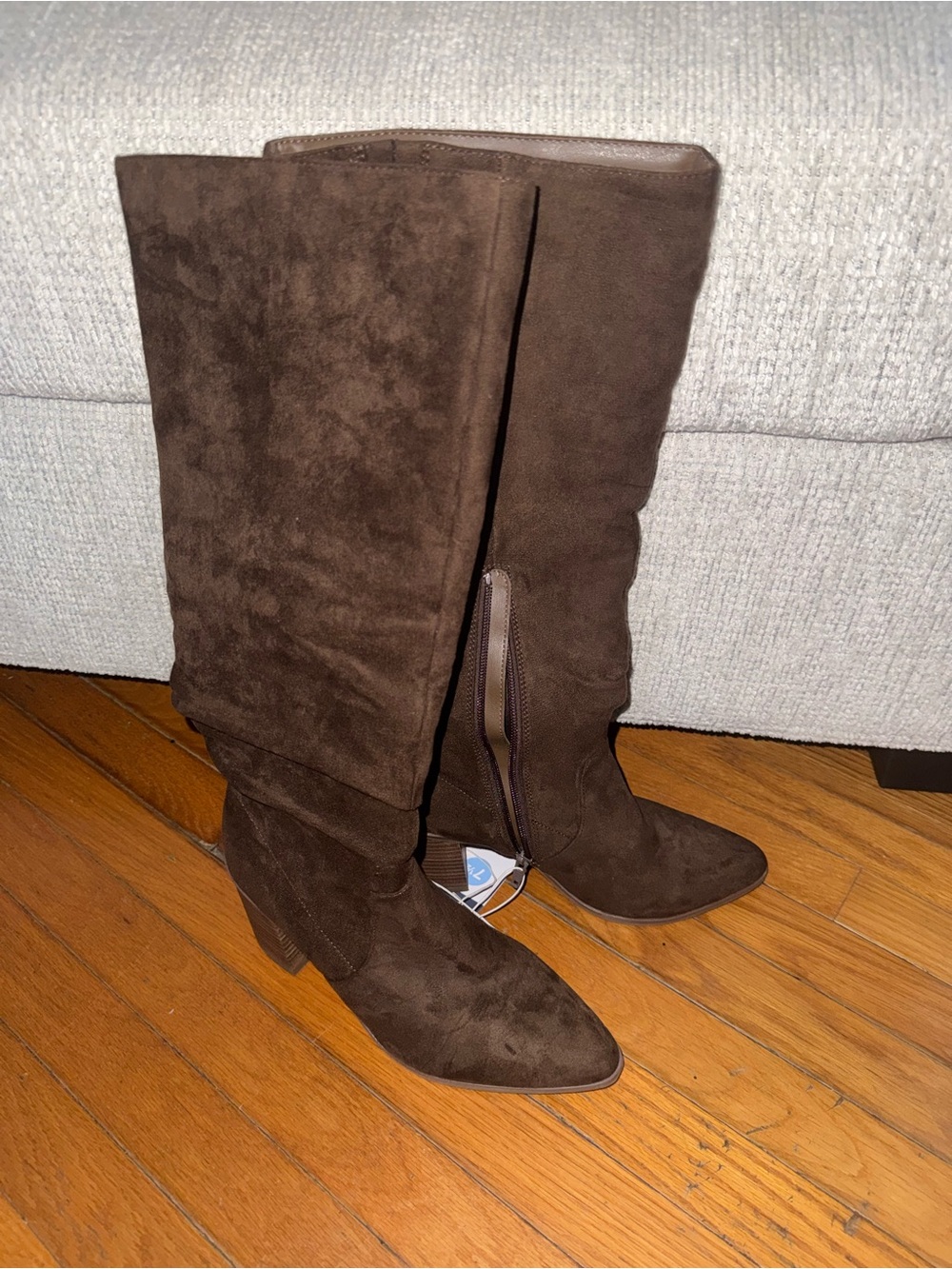 Universal Thread Dark Brown Suede Knee-High Heeled Boots